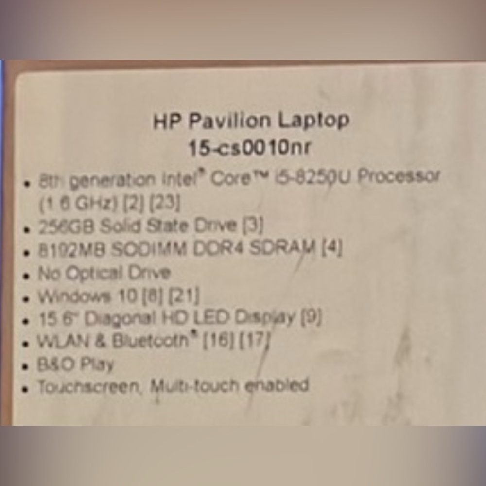 HP pavilion laptop model number 15-CS0010nr brand new in box sealed never opened - Picture 5 of 5